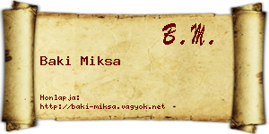 Baki Miksa névjegykártya
